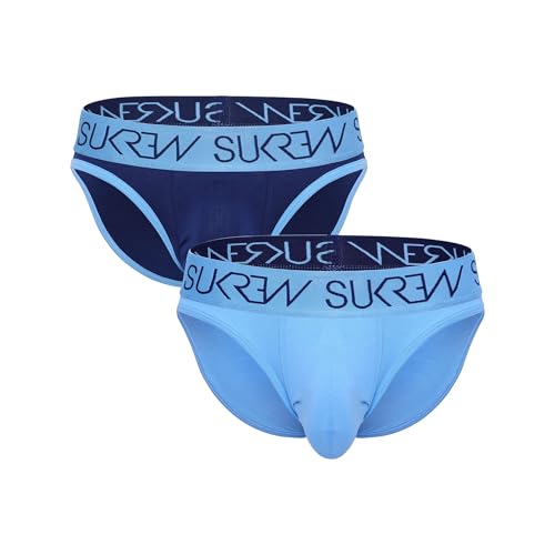 SUKREW - Ropa Interior Slip Hombre - Classic Brief Multipack 1x Arctic Blue + 1x Marine - Tamaño M