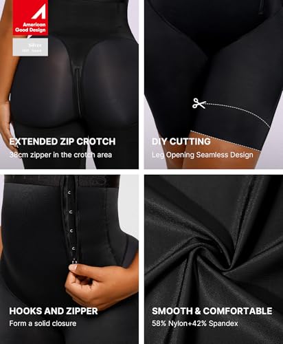 Image of SHAPELLX High Waist Butt Lifting Tummy Control Shapewear Shorts | Under dress shorts,15-inch crotch zipper, breathable stretch fabric, anti-roll support,easy bathroom access, everyday wear