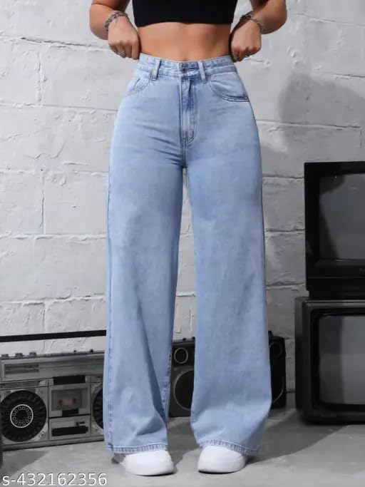 Image of Women High Waist Wide Leg Denim Baggy Jeans Casual High Waist || Wide Leg || Modern Look || Baggy fit Fashion Beauty Lovely Unique Denim Jeans for Women