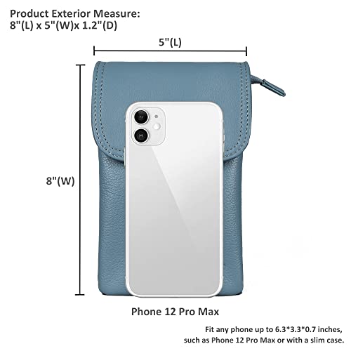 Image of befen Genuine Leather Small Crossbody Bags for Women Cell Phone Bag Cross Body Purses,Silver Zipper