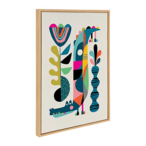 Kate and Laurel Sylvie Crocodile Framed Canvas Wall Art by