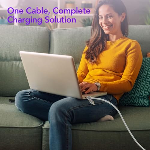6.6' MFish 240W 4-in-1 Fast Charging Cable (White) - image 5