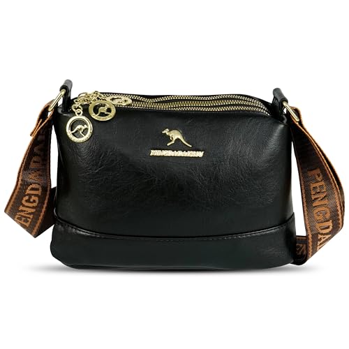 Image of Storite PU Leather Sling Bag, Crossbody Bag with Multi-Compartment for Women and Girls With Adjustable Shoulder Strap -(25x16x9 cm)