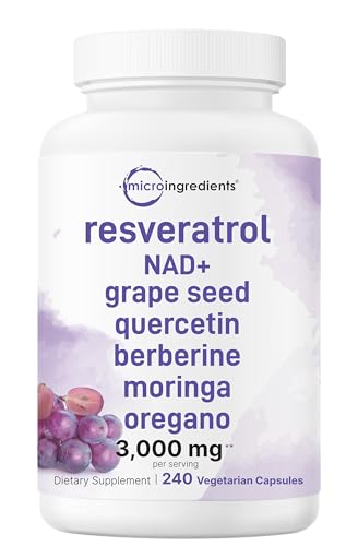resveratrol nad supplements for women amp men 3000mg 240 veggie capsules  nmnh supplement alternative  11-in-1 antioxidant blend of quercetin moringa amp more  immune heart amp brain support