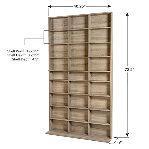Atlantic 38408141 Elite Media Storage Cabinet New/Improved Large 837Cd/528Dvd/624Br Weathered Oak Pn38408141 thumb #2