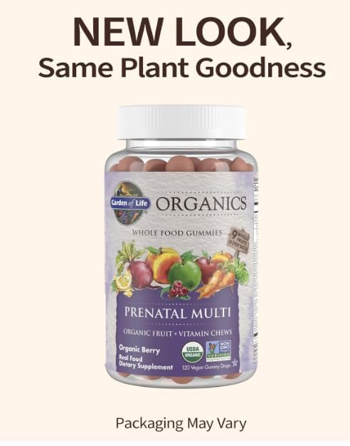 Garden Life's Organics, caramelle gommose prenatali multiple, frutti di bosco, vegani, 2 x 120 gomme gommose (confezione da 2)