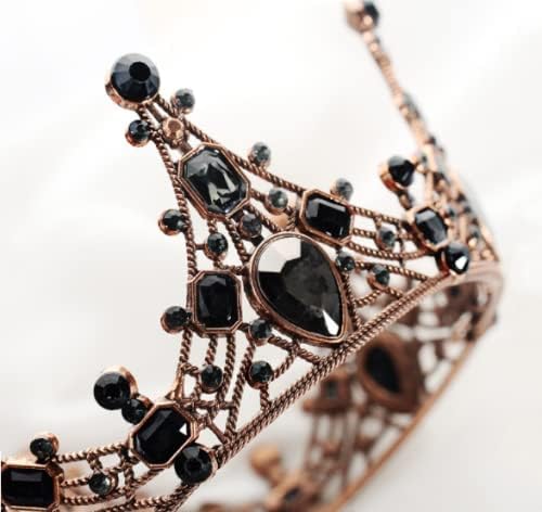 Sanvpwsan Rhinestone Vintage Round Crown, Black Baroque Vintage Crown Perfect for Girl's Birthday, Carnival - Image 4