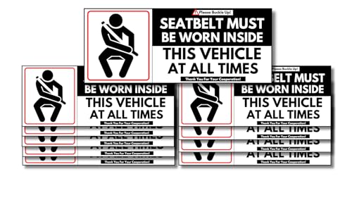 Please Buckle Up Vinyl Sticker Signs, 10 Pack 5 x