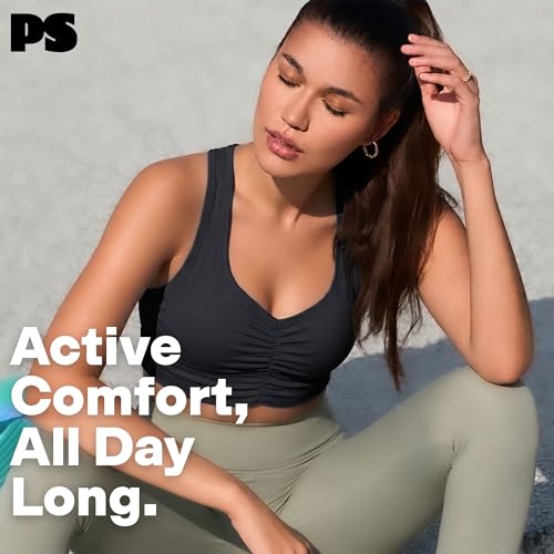 Image of POPSUGAR Sports Bras for Women - Y Back, High Neck, Strappy & Long Line Padded Racerback Bra Workout Yoga Top Racer Back Bra