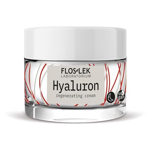 Floslek Crème de nuit régénérante HYALURON | Traitement anti-âge | Réduit les rides | Hydrate la peau | Cosmétique naturel | 50 ml