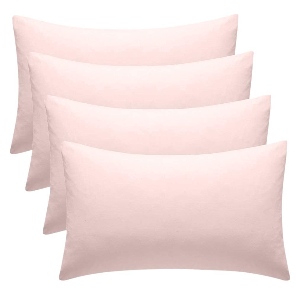 4 Pack Pillow Cases 100% Brushed Microfibre Plain Pillowcases Super Soft Touch Cosy Anti-Allergy Anti Bacterial with Envelope Closure 48 x 75cm Bed Pillow (Pink) — image 1