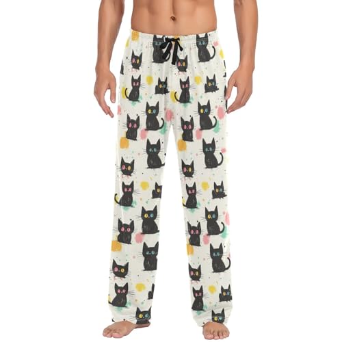 Pantalon de pyjama à motif chats noirs idéal pour vos moments de détente le week-end