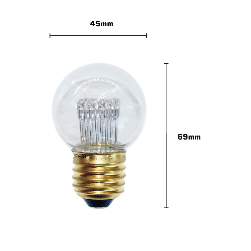 1 x /10 x /100 x LED gota 5 + 4 1 W E27 transparente plástico blanco cálido para exterior bola bombilla, 100 unidades, E27