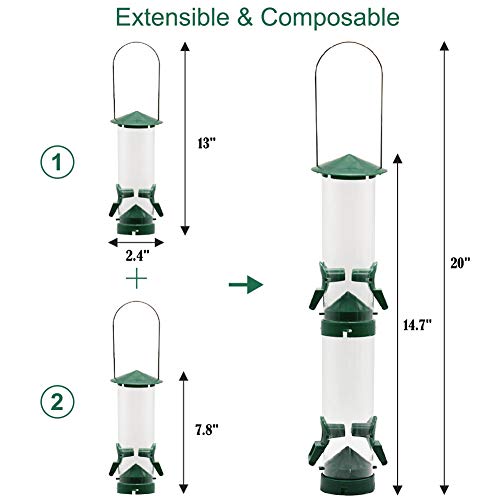image for Twinkle Star Wild Bird Feeder Tube Feeder with Metal Handle Hanging fo