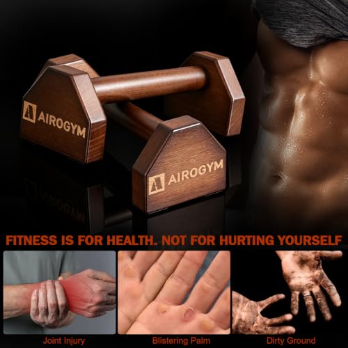 Image of Push-up Stand, 2 PCS Wood Pushup Bars Non-Slip Base Exercise Home Workout Equipment, 30CM Wooden Parallettes Handle Stands Grip for Men Strength Training, Planks Calisthenics
