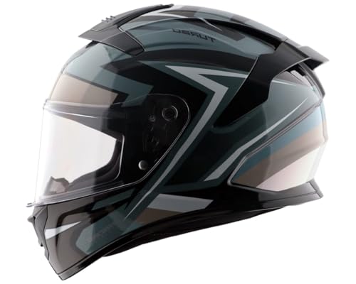 Image of Vega VF 10 Turbo Flex Full Face Motorcycle Helmet with Shock-Absorbing Liner, Lightweight Shell, Aerodynamic Design, Ventilated Interior, Comfortable Fit, and Trendy Black White Finish Black White L