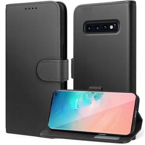 Tawarror Cover per Samsung Galaxy S10, Custodia Rimovibile 2 in 1 Premium Pelle PU Portafoglio con Funzione Supporto Pieghevole e Slot Schede, Flip Case per Samsung S10, Nero
