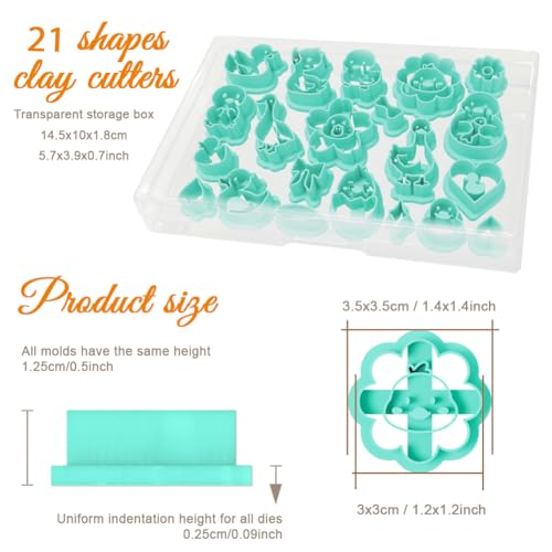Image of ORIGACH 21 Pcs Duck Polymer Clay Cutters Set | Duck Heart Bow Shape Clay Cutters for Polymer Clay Jewelry Earrings with a Clear Storage Box