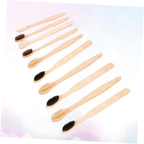 VICASKY 10 Stück Teiliges Einweg Naturzahnbürsten Umweltfreundlich Natürlicher Holzgriff für Reisen und Geschäftsreisen Praktische Einweg Zahnbürste für Erwachsene und Zufällige Farbe – Bild 4