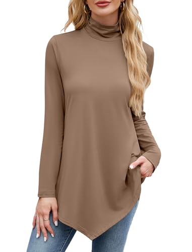 Image of JUSTFASHIONNOW Turtle Neck Shirts for Women Long Sleeve Fall Tunic Tops