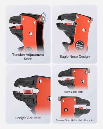 Image of VCELINK Automatic Quickstrip Wire Stripper & Cutter 2-in-1, Black | Eagle-nose Design Quick Strip Wire Stripper 14-24AWG Wires Cleanly in Tight Outlet Boxes, No Core Damage