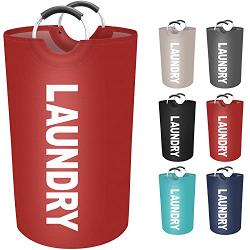 EpicTotes Cesta grande para la ropa sucia de 90 L, cesta de lavandería impermeable independiente, cesta plegable para ropa alta, fácil de transportar con asas de aluminio protegidas de espuma para