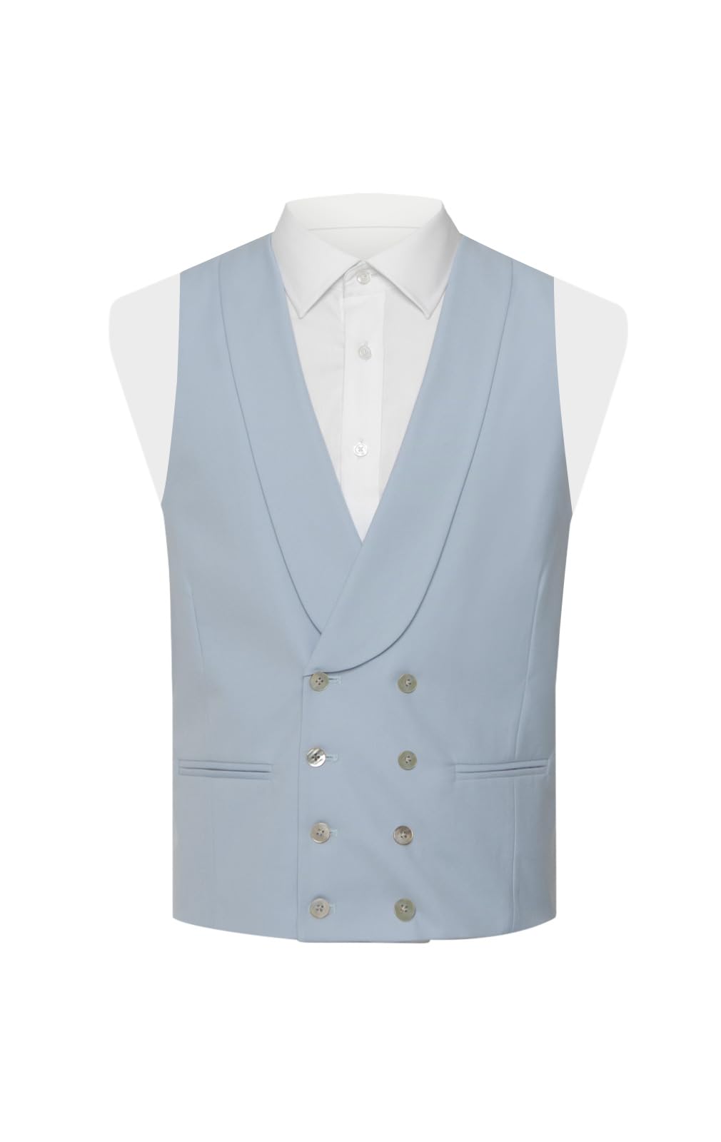 Dobell Mens Pale Blue Morning Waistcoat Regular Fit Double Breasted-L (42-44in)
