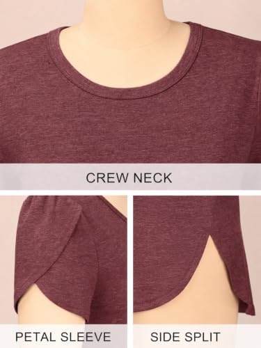 Image of Herou Women's Casual Long /Short Sleeve T Shirt Crewneck with Side Split Fall Pullover Loose Tunic Sweater Tops