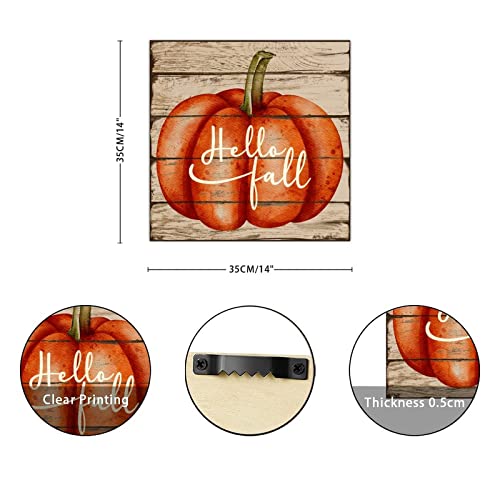 Panneau en bois Hello Fall : sublimez vos murs blancs avec cette citrouille décorative rétro - 3