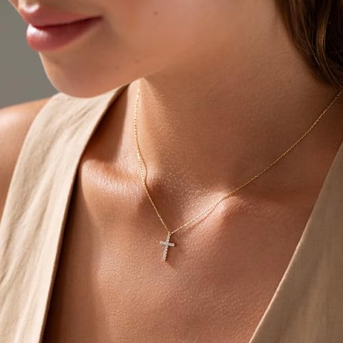 Collner Cross Necklace for Women 14K Gold Filled Cross Necklace Pendant Dainty Choker Necklace for Women Trendy Jewelry Gifts for Women4