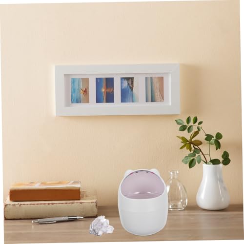 Mini caneca de basura rectángular blanca de plástico miniatura 4