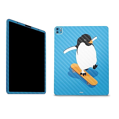 Image of MightySkins Carbon Fiber Skin Compatible with Apple iPad Pro 12.9 inch M2 6th Gen (2022) Full Wrap Kit - Skater Penguin | Protective Durable Textured Carbon Fiber Finish | Easy to Apply | Made in The USA