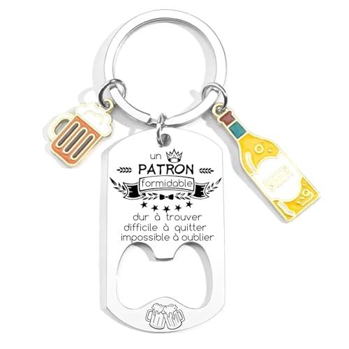 JRZDFXS Super Patron Porte Clef - Porte Clef Inox Idée Cadeau pour son Boss Ouvre Anniversaire Patron Cadeau pour son Chef Homme Accessoire Humour Départ Retraite Collègue Anniversaire Noël