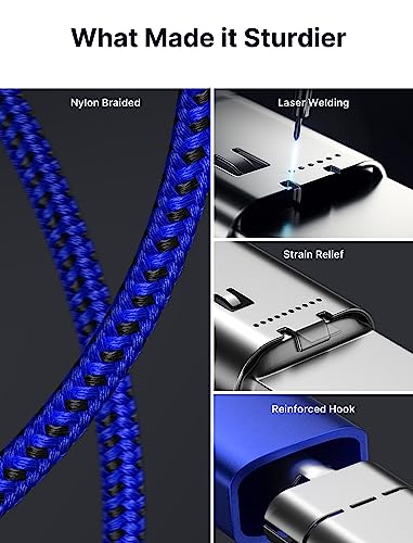 Image of JSAUX 100W USB C to USB C Cable [2-Pack 10FT], PD Fast Charging, Blue