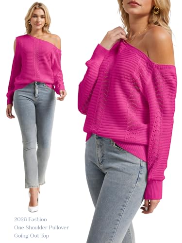 Womens Off The Shoulder Sweater CrochetDressy Casual Pullover Tops Trendy — view 2