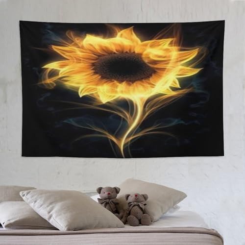 Tapisserie tournesol 150×230cm : tenture en tissu pour salon et chambre