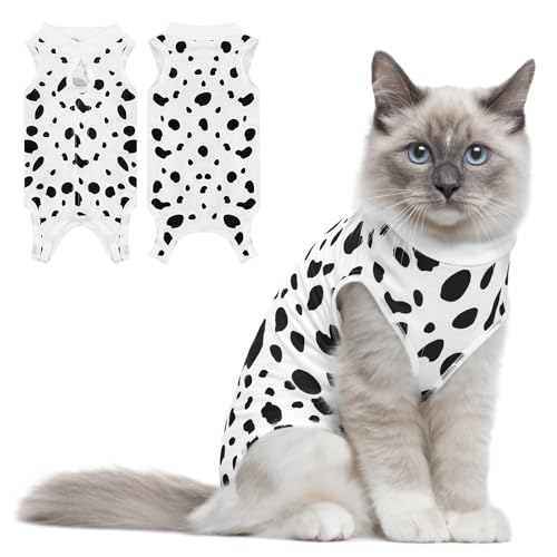 Coppthinktu Cat Recovery Suit Female Cats Onesie for Cats, Breathable Cat Surgery Suit for Surgical Abdominal Wounds Skin Diseases, Cute Kitten Spay Recovery Suit E-Collar Alternative Anti Licking