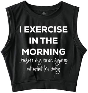 IRON PANDA I Exercise in The Morning Sleeveless Crop Tops- Novelty, Strength Training Sleeveless Tee for Magic Gains