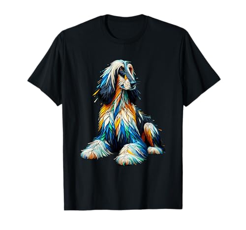 Afghan Hound Dog Gifts Afghan Greyhound Polygon Art Afghan Hound Dog T-Shirt
