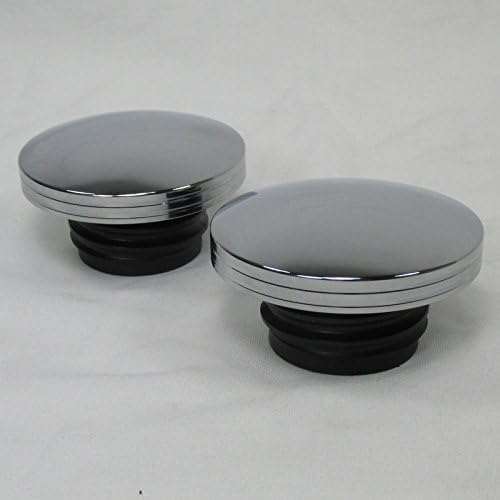 Billet Aluminum Chrome "Domed" Custom Machined Replacement Harley Gas Tank Caps for 1982-Later 2-Piece & Fat-Bob Tanks - SOLD AS A SET - Right Thread Vented & Left Thread Non-Vented - Chopper Bobber
