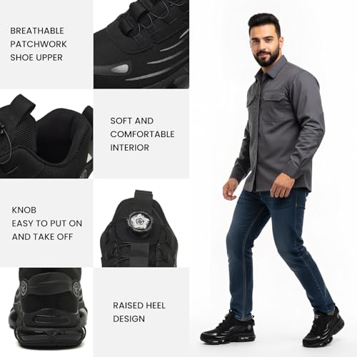 Steel Toe Safety for Men Lightweight Work Sneaker Comfortable Puncture Proof And Fashion For Work 42.