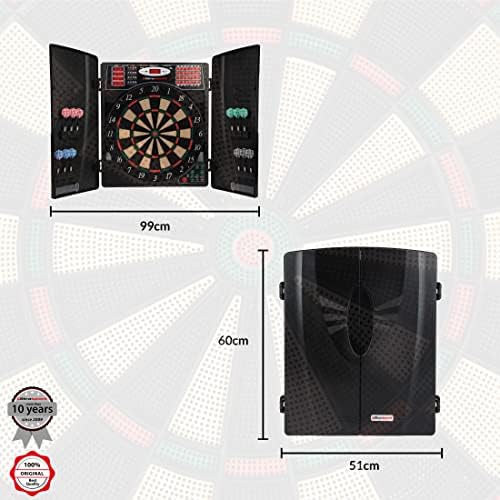 Ultrasport electric dartboard, with and without doors, dart machine for up to 16 players, including throw line, 12 darts and 100 soft tips, suitable for parties and game nights
