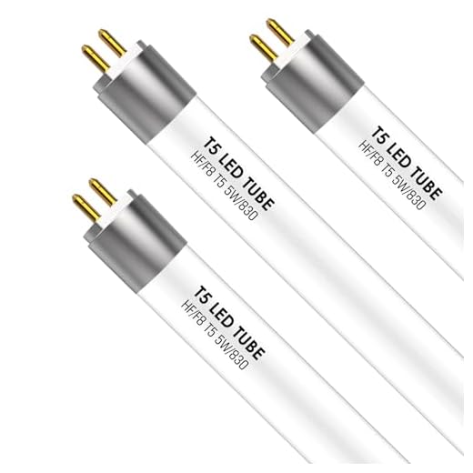 IHYCTV T5 LED Röhre 288mm, 5W, G5 LED-Röhren für EVG, 3000K, 685lm, Nachrüstung Ersatz klassischer T5 L 8W Leuchtstoffröhre, 24V DC/AC, Warmweißes Licht, 3-Pack