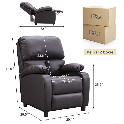 Hzlagm Recliner Chair For Living Room, Push Back Recliner Chair With Breathable Air Leather, Overstuffed Single Sofa, Easy To Operate The Footrest & Headrest - Brown #TOP1