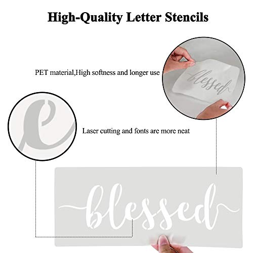 Letter Stencils for Painting on Wood Canvas and More - Reusable Large Alphabet Welcome Calligraphy Font Suitable for Home and Front Door , Porch or Outside Decoration Fabric Chalkboard Plastic