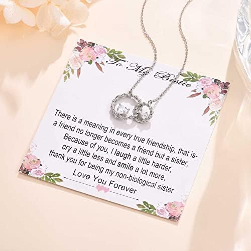 VOSAP Friendship Gifts for Women, Best Friend Necklace, Sterling Silver Heart Infinity/Interlocking Circles Friendship Necklace Gift for Best Friend Birthday Jewellery