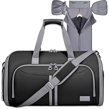 BALEINE Convertible Travel Garment Bag, Travel Suit Bag for Men, 2 in 1 Carry on Garment Bag for Hanging Clothes, Garment Duffel Bag for Travel Business Black