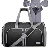 BALEINE Travel Garment Bag, Travel Suit Bag for Men, Water Resistant Carry on Garment Bag for Hanging Clothes, Garment Duffel Bag for Travel Business (Black-Convertible)