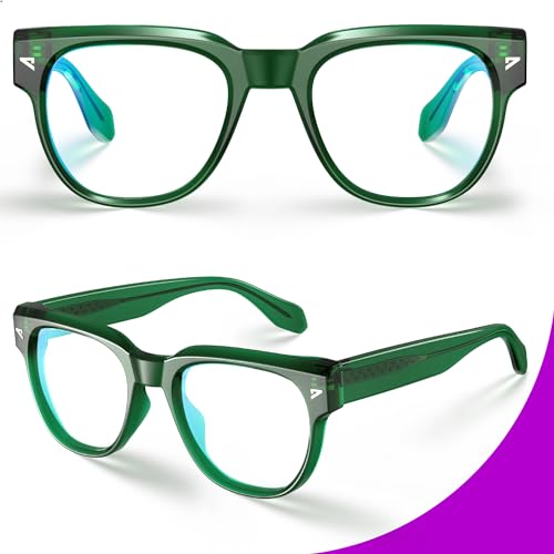 Image of VISOONE Square TR90 Blue Light Blocking Glasses with Anti Glare Computer Glass Woman and Men SAGE