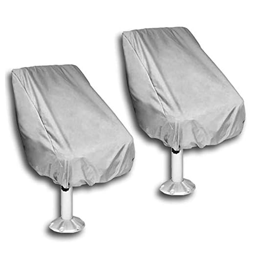 Gravo Hrsptudorc 2 Pack Boat Cover, Outdoor Waterproof Pontoon Captain Boat Bench Chair Cover, Chair Protective Covers, Silver grey